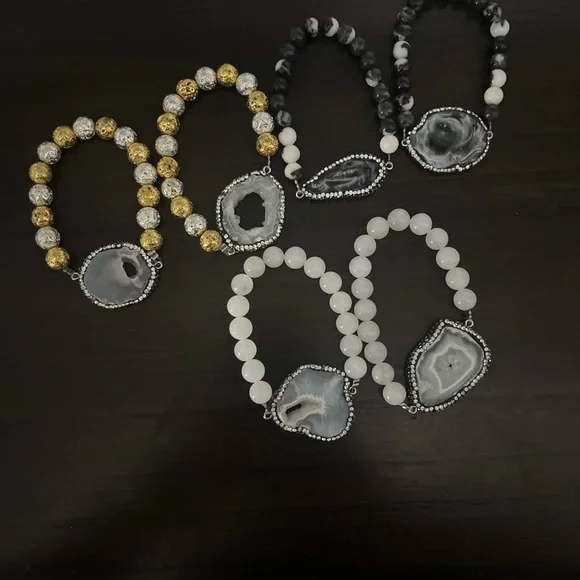 Sassy Jones Black and Gold Agate Bracelets - Picture 1 of 1